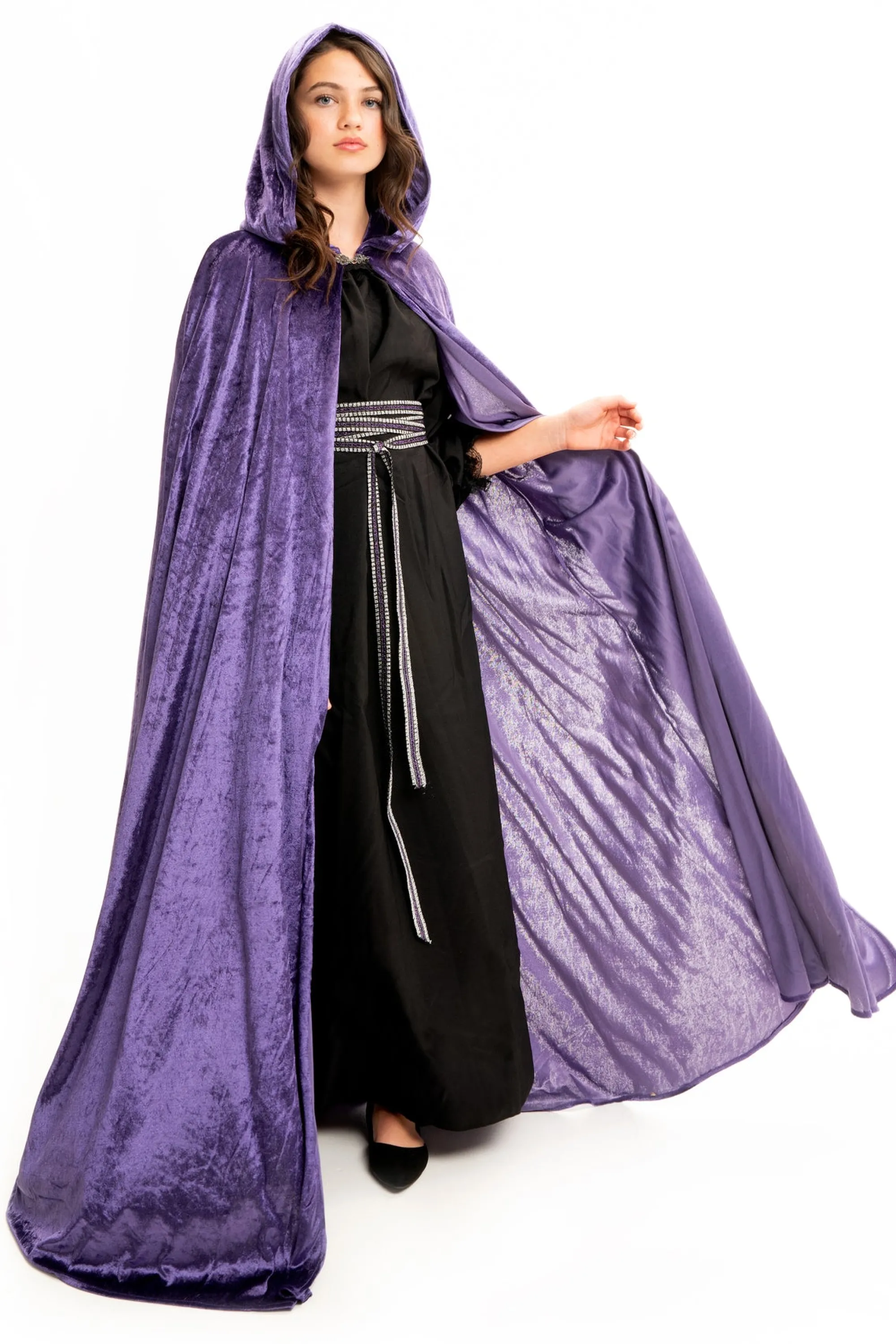 Little Adventures Cloaks>Adult Dark Purple Cloak With Hood