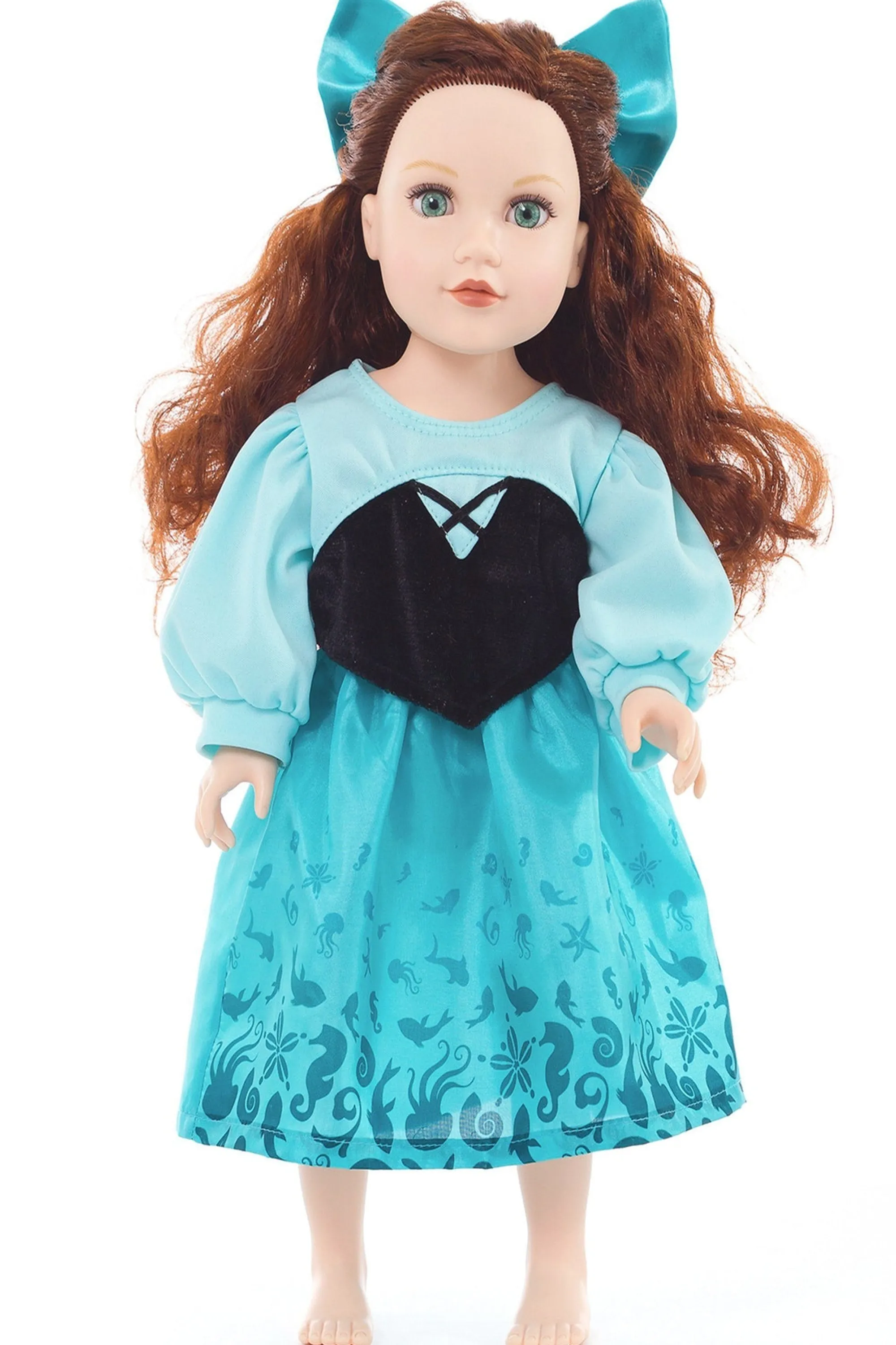 Little Adventures Doll Dress Ups>Doll Dress Mermaid Day Dress With Hair Bow