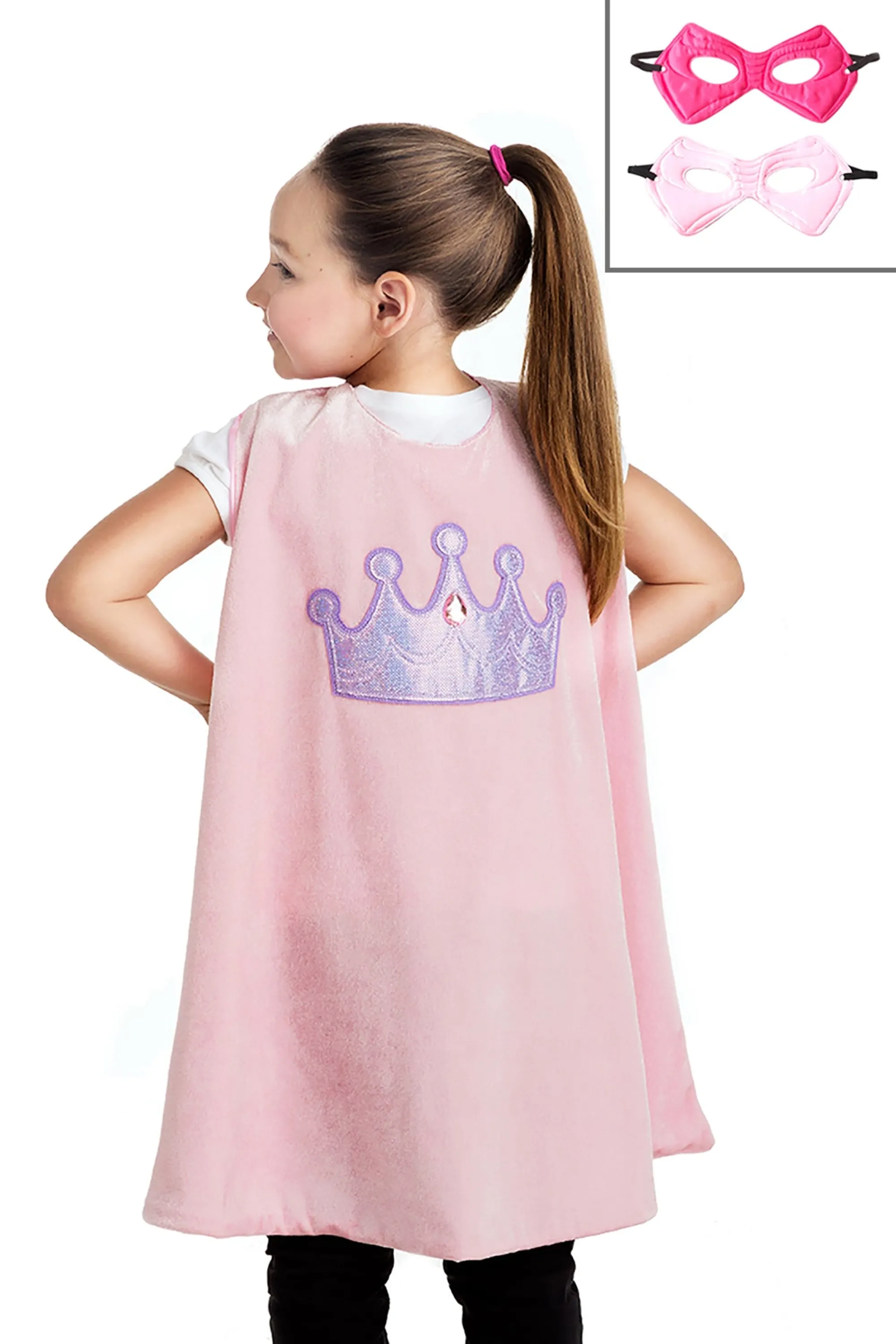 Little Adventures Super Hero>Pink Crown Cape & Mask Set