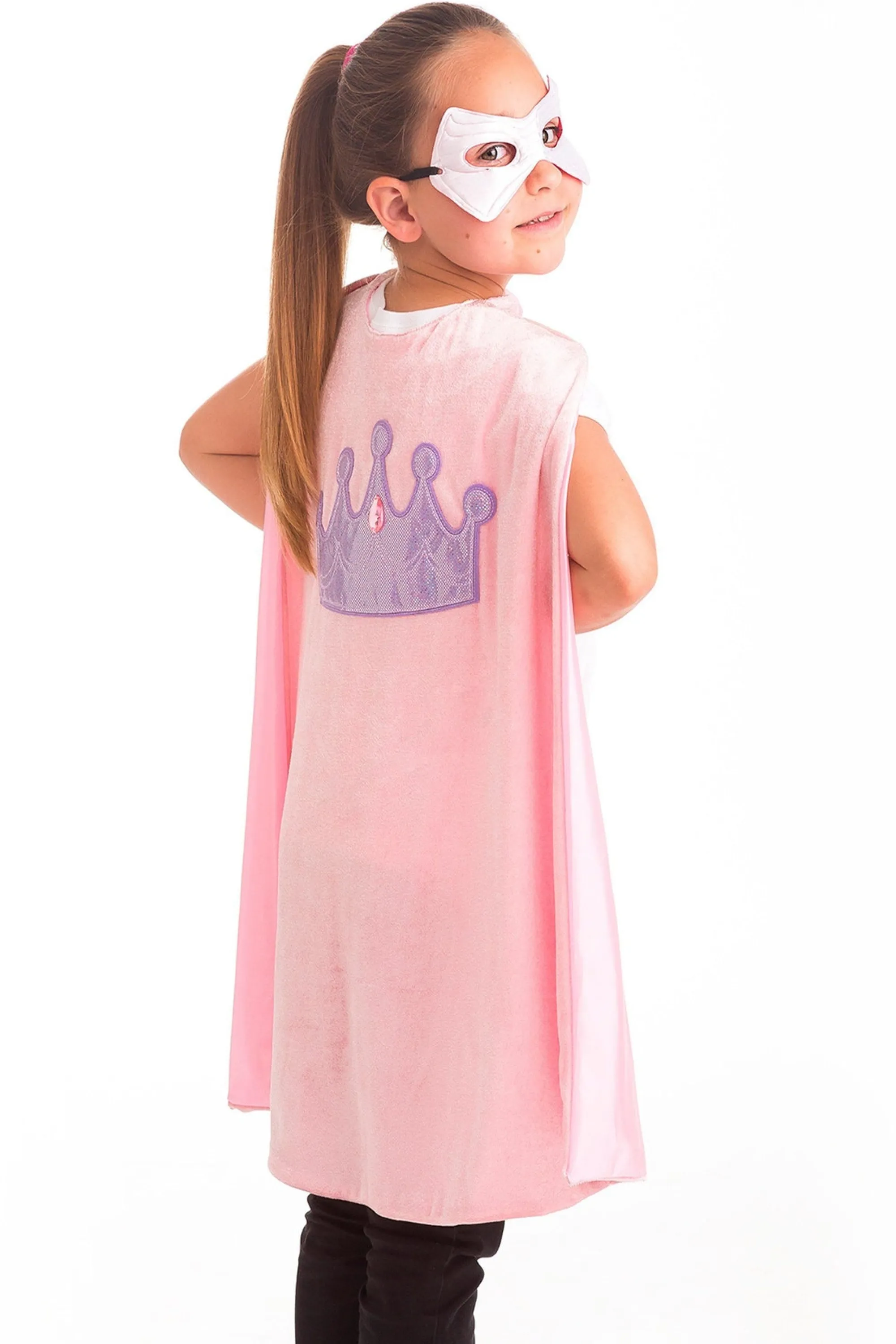 Little Adventures Super Hero>Pink Crown Cape & Mask Set