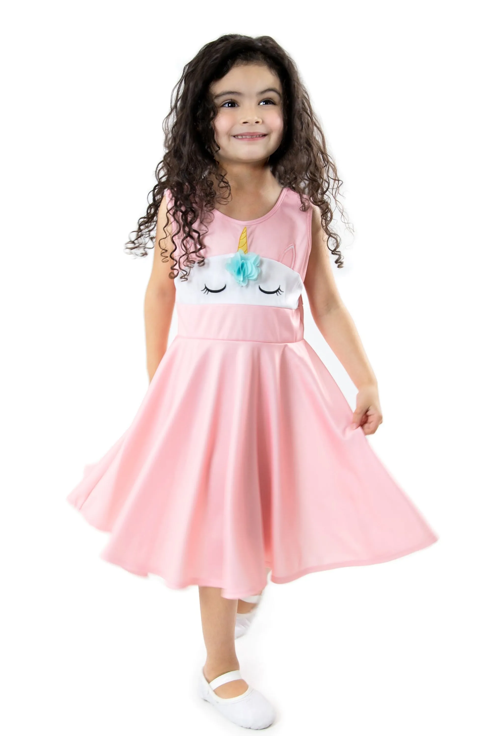 Little Adventures Twirl Dresses>Unicorn Twirl Dress Pink